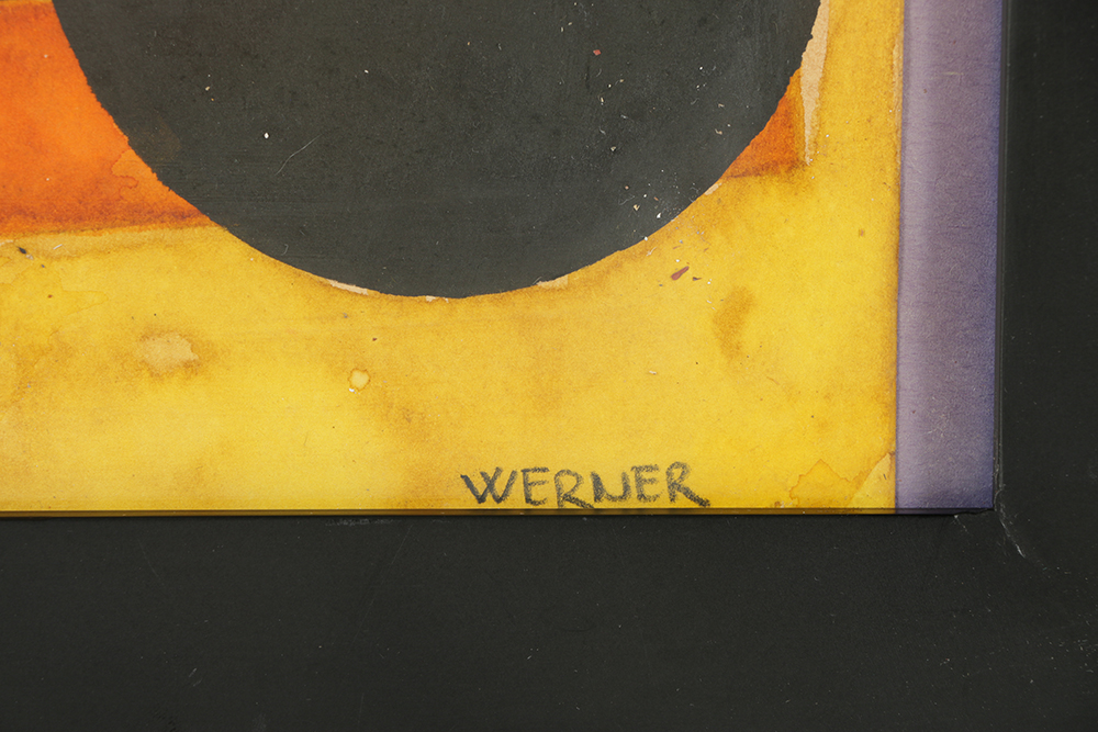 Werner Watercolor and Ink on Paper of Bauhaus Style Composition