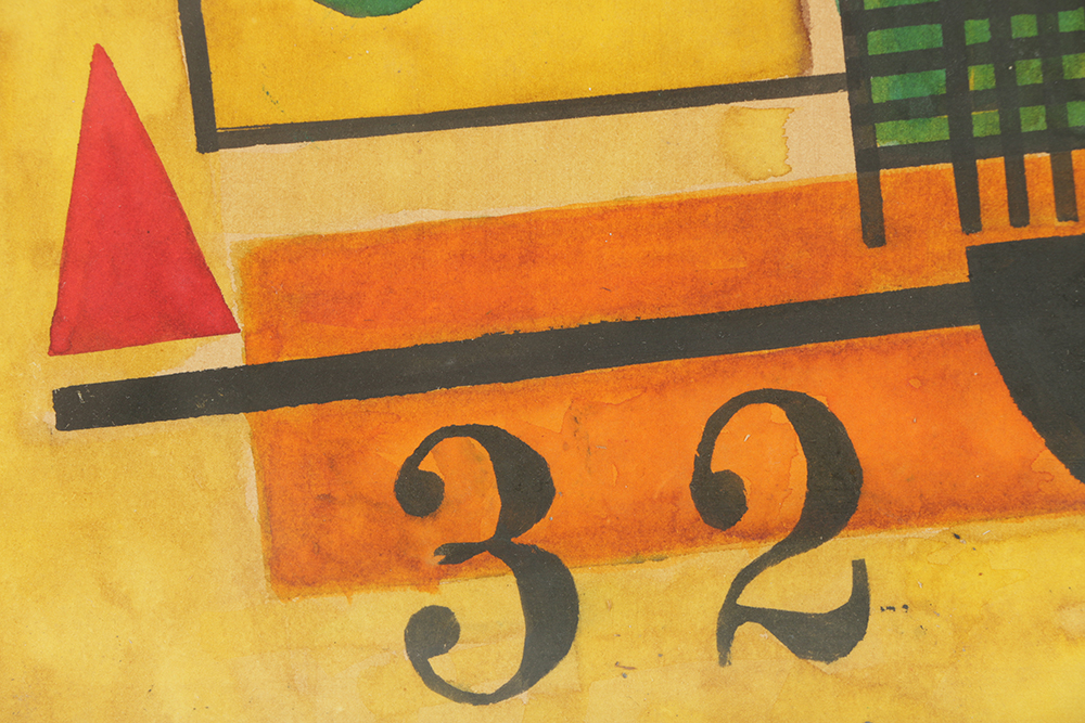 Werner Watercolor and Ink on Paper of Bauhaus Style Composition