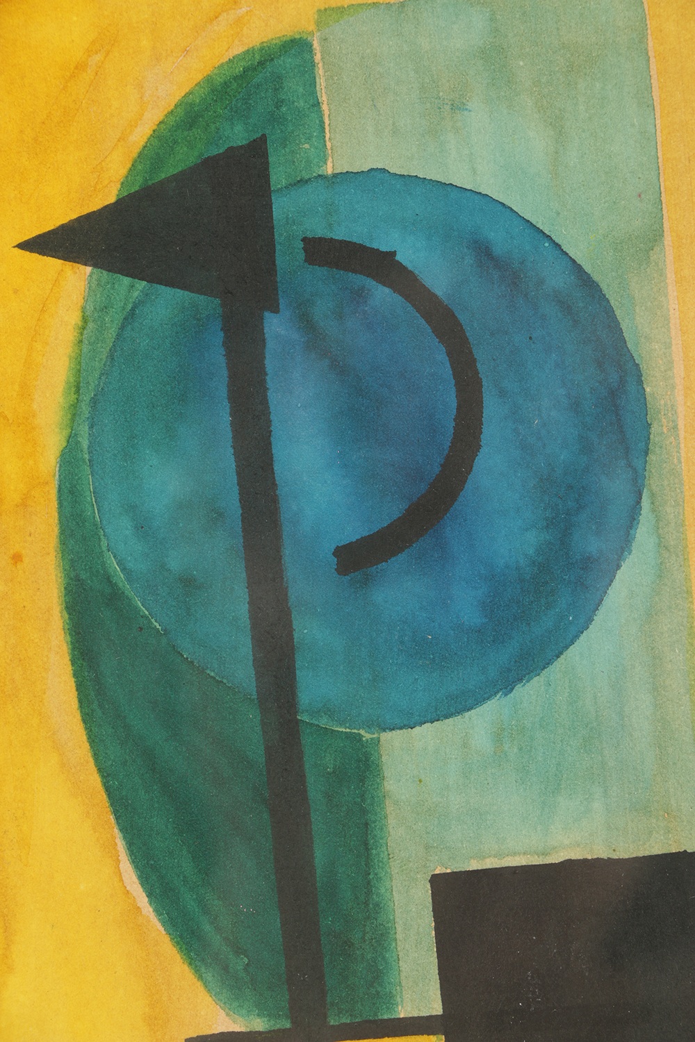 Werner Watercolor and Ink on Paper of Bauhaus Style Composition