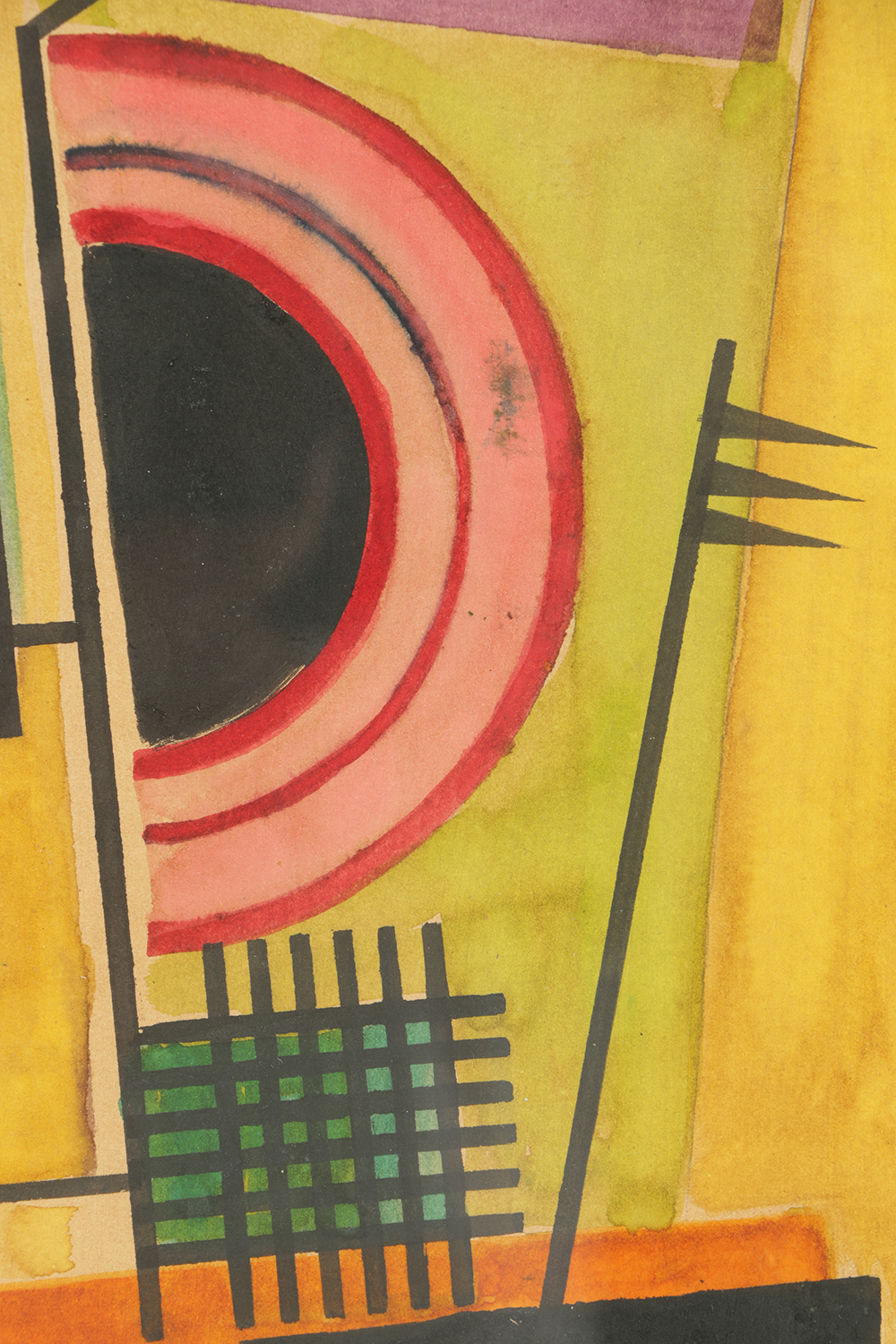 Werner Watercolor and Ink on Paper of Bauhaus Style Composition