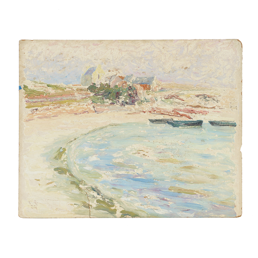 20th-Century Oil Painting on Board Rural Landscape