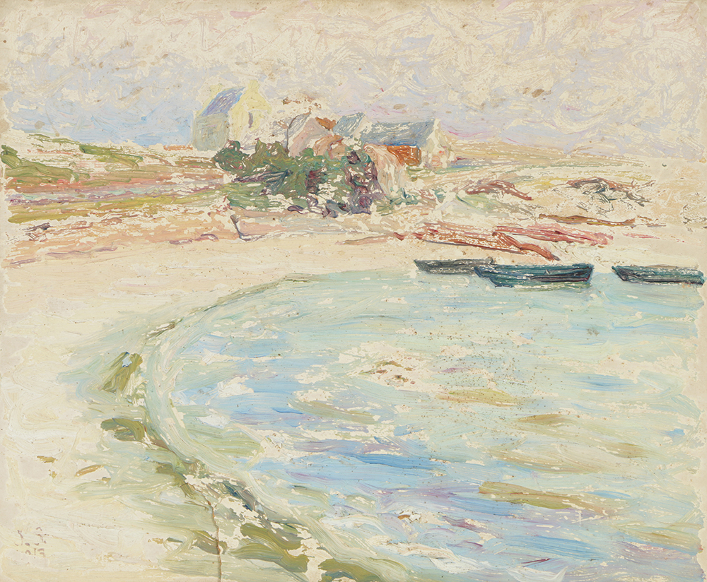 20th-Century Oil Painting on Board Rural Landscape