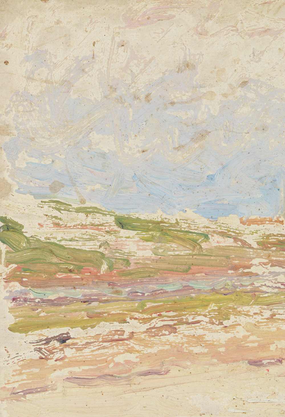 20th-Century Oil Painting on Board Rural Landscape