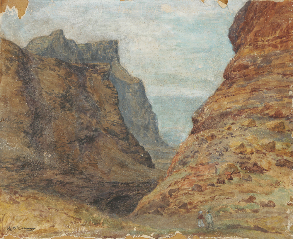 After Roderic O'Connor Gouache Painting on Paper of a Desert Landscape