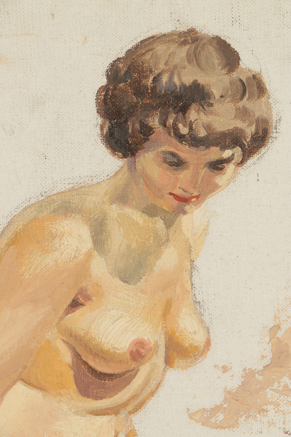 Oil Painting on Canvas Board of Nude Woman