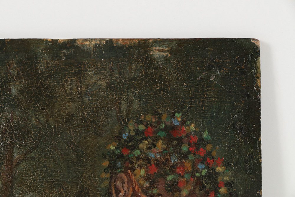 Oil Painting on Canvas Board of Late 19th Century Scene