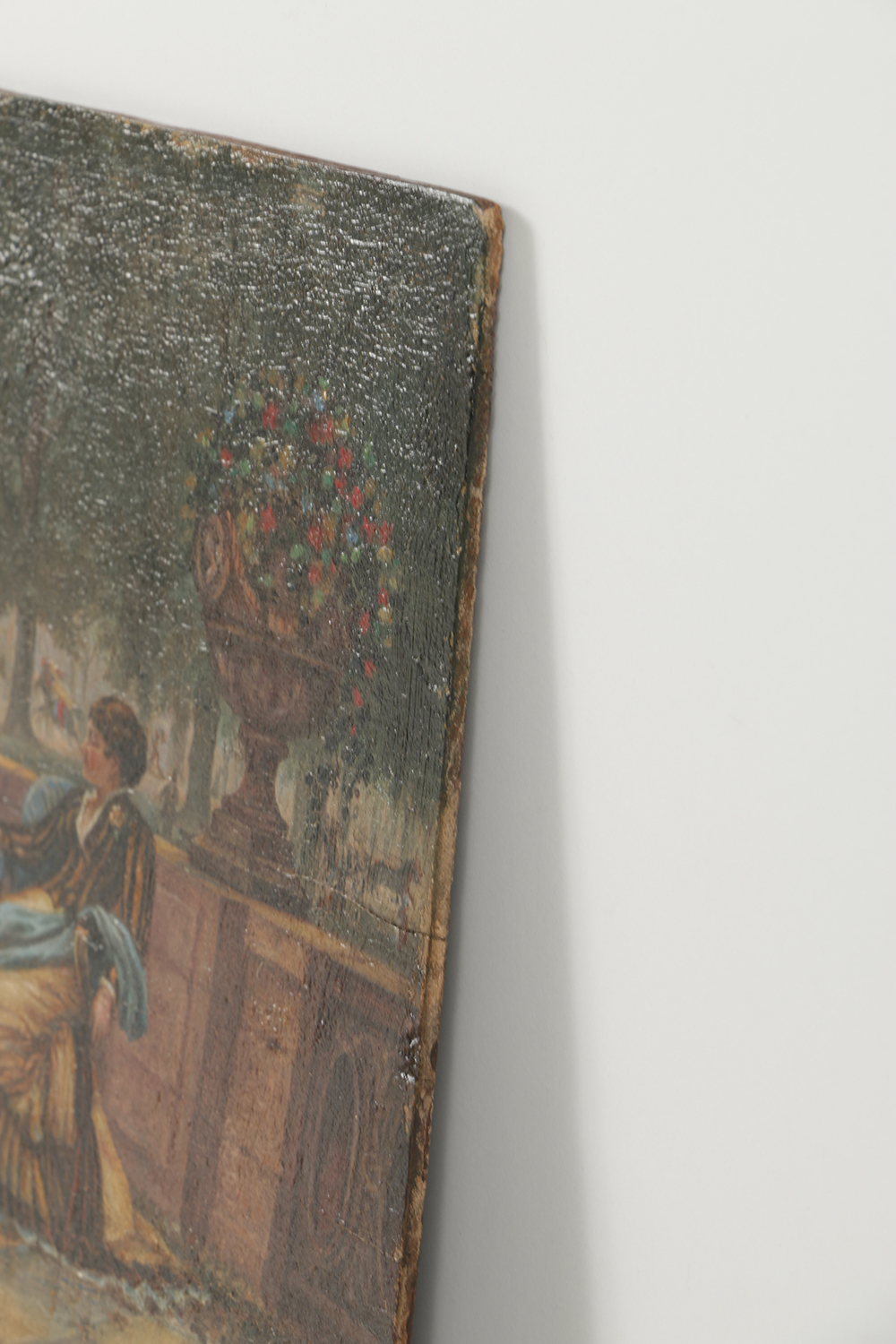 Oil Painting on Canvas Board of Late 19th Century Scene