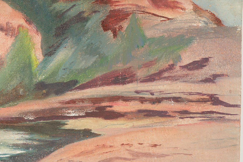 20th-Century Oil Painting on Board Southwestern Landscape