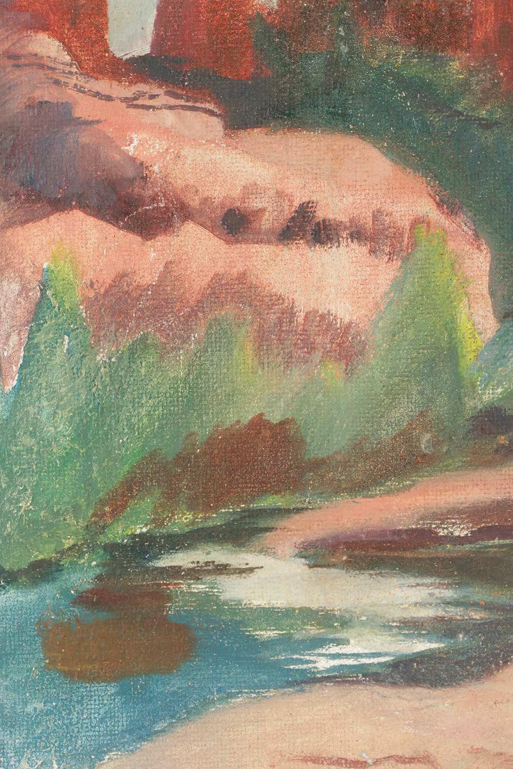 20th-Century Oil Painting on Board Southwestern Landscape