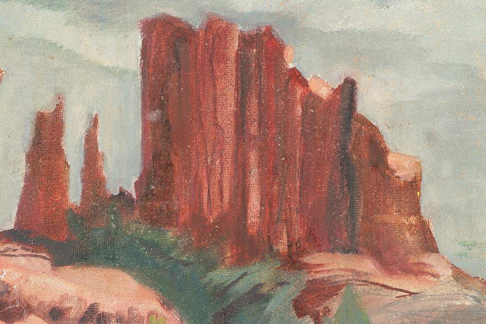20th-Century Oil Painting on Board Southwestern Landscape