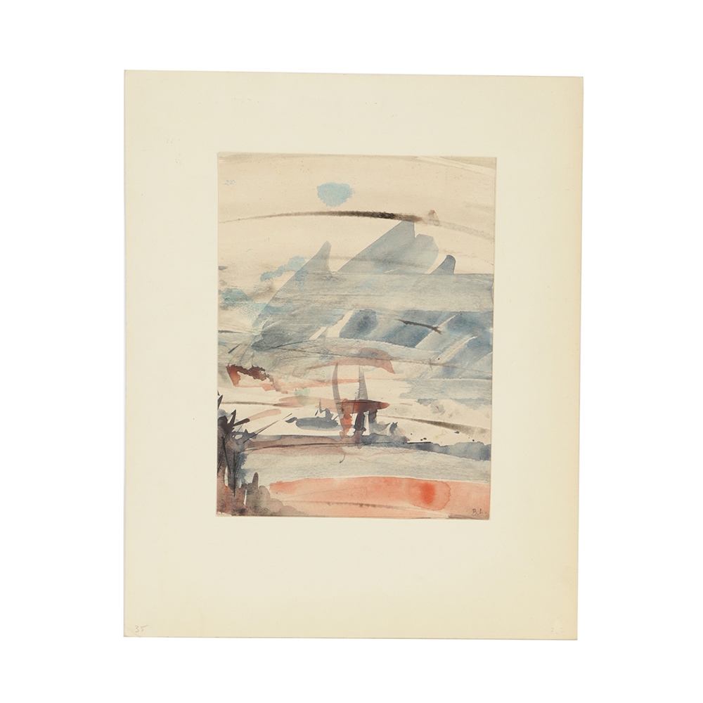 B. Lavau Watercolor Painting on Paper of Abstract Seascape