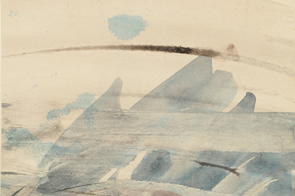 B. Lavau Watercolor Painting on Paper of Abstract Seascape