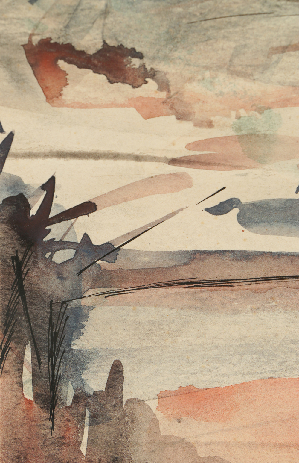 B. Lavau Watercolor Painting on Paper of Abstract Seascape