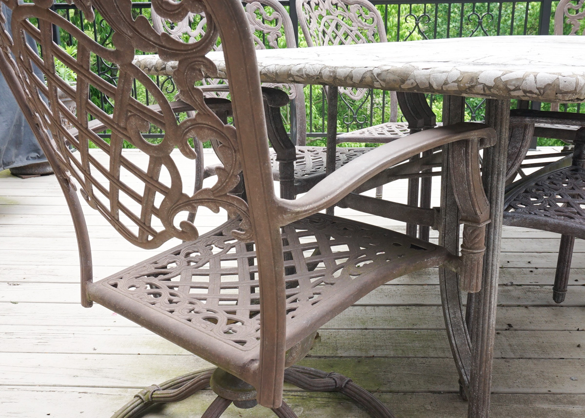 Faux Stone Patio Dining Set and Side Table