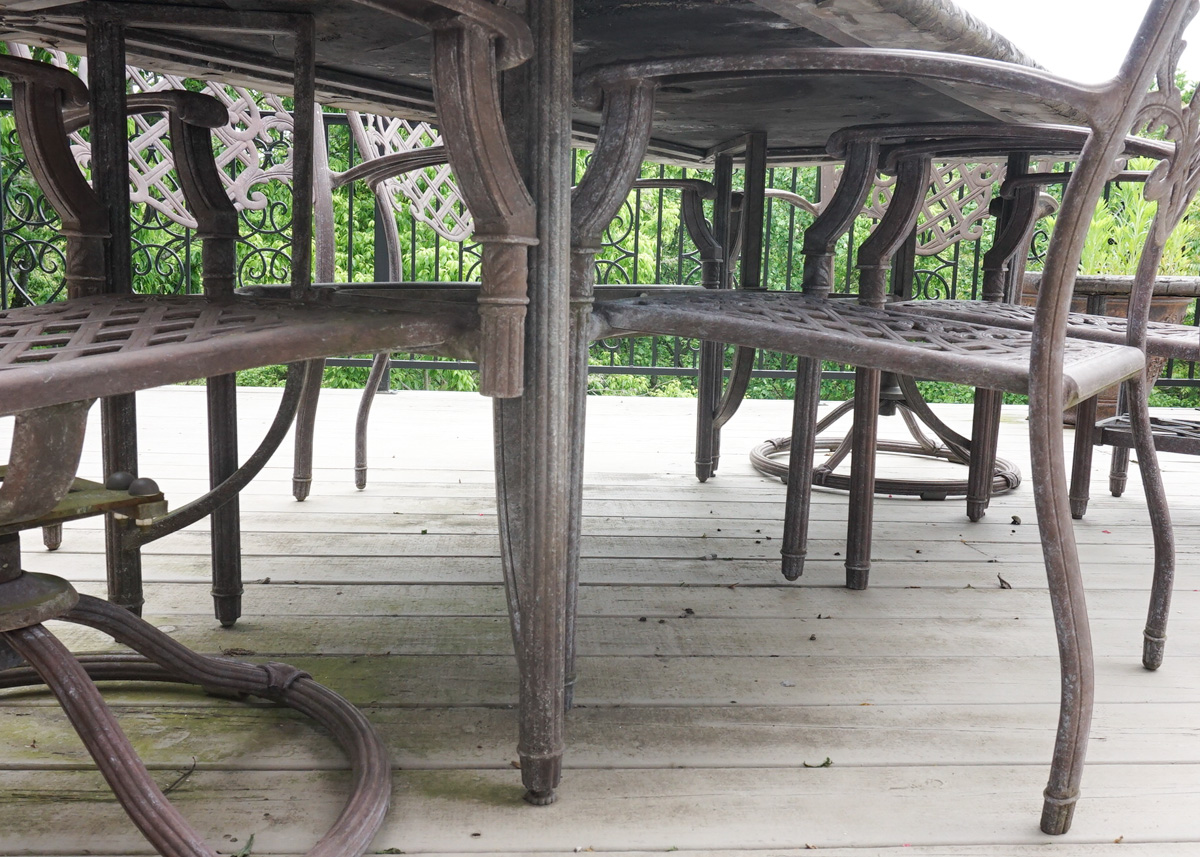 Faux Stone Patio Dining Set and Side Table