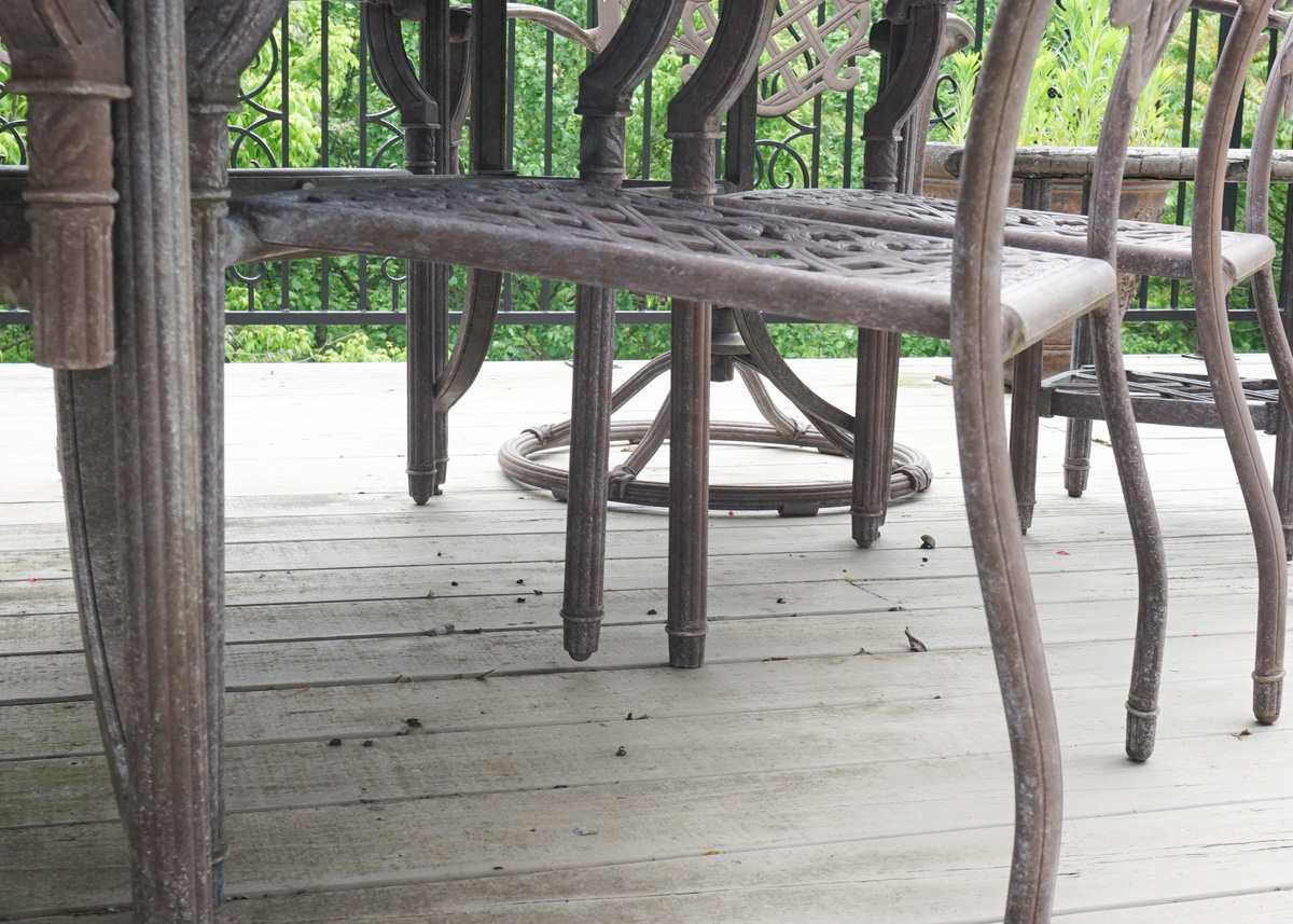 Faux Stone Patio Dining Set and Side Table