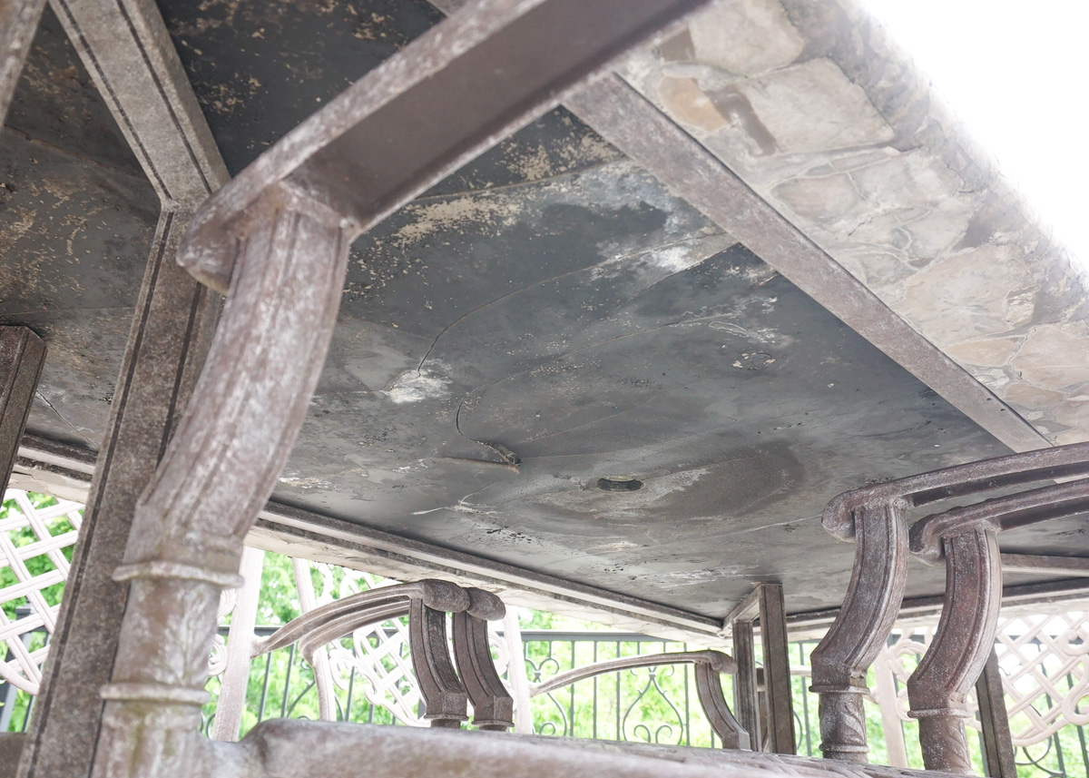 Faux Stone Patio Dining Set and Side Table