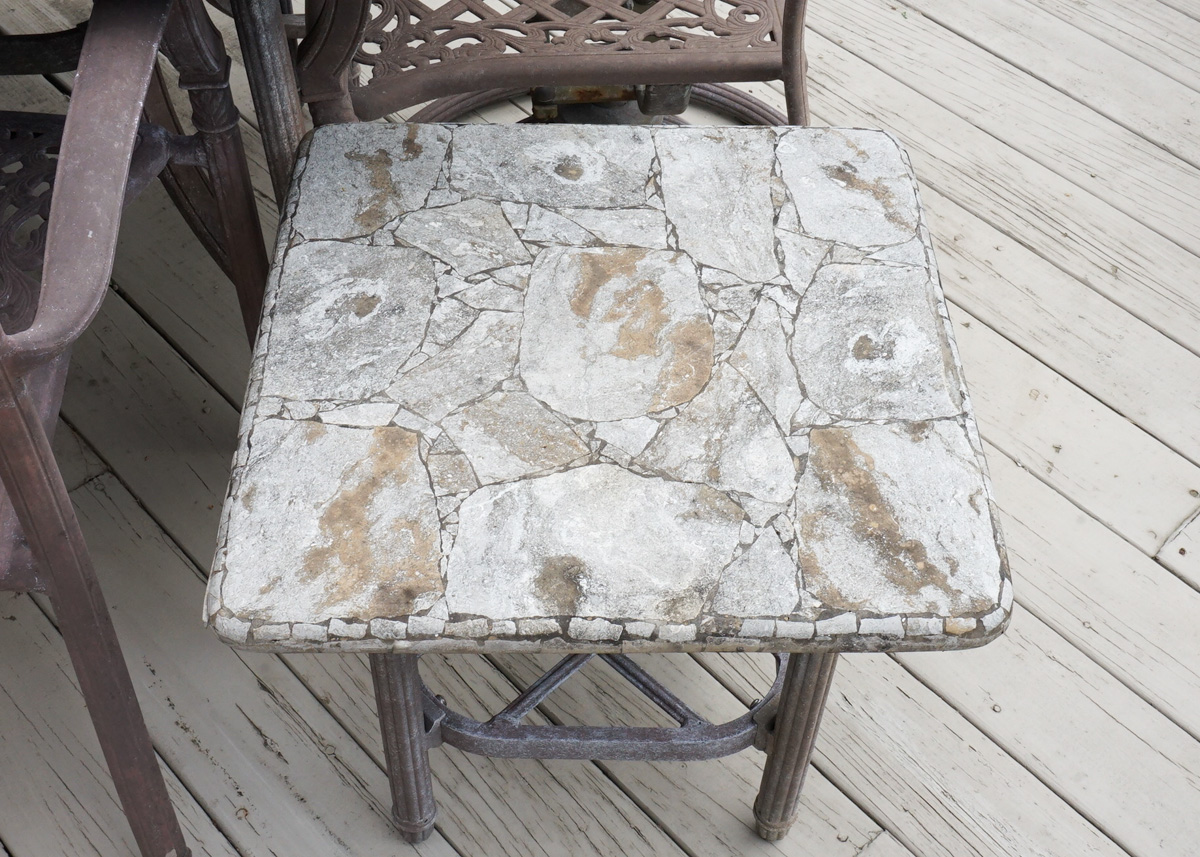 Faux Stone Patio Dining Set and Side Table