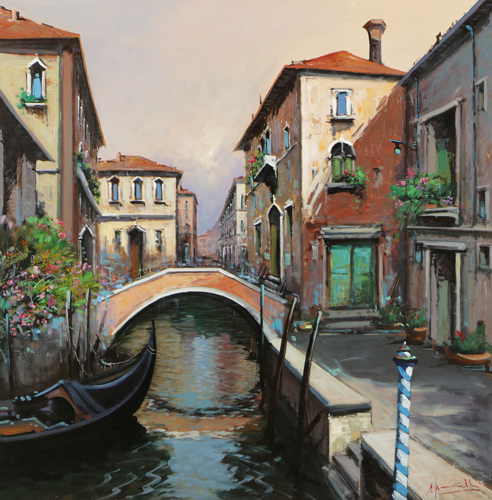 Antonio Iannicelli Oil Painting on Canvas "Venezia"