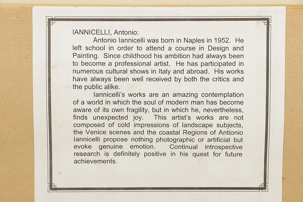 Antonio Iannicelli Oil Painting on Canvas "Venezia"