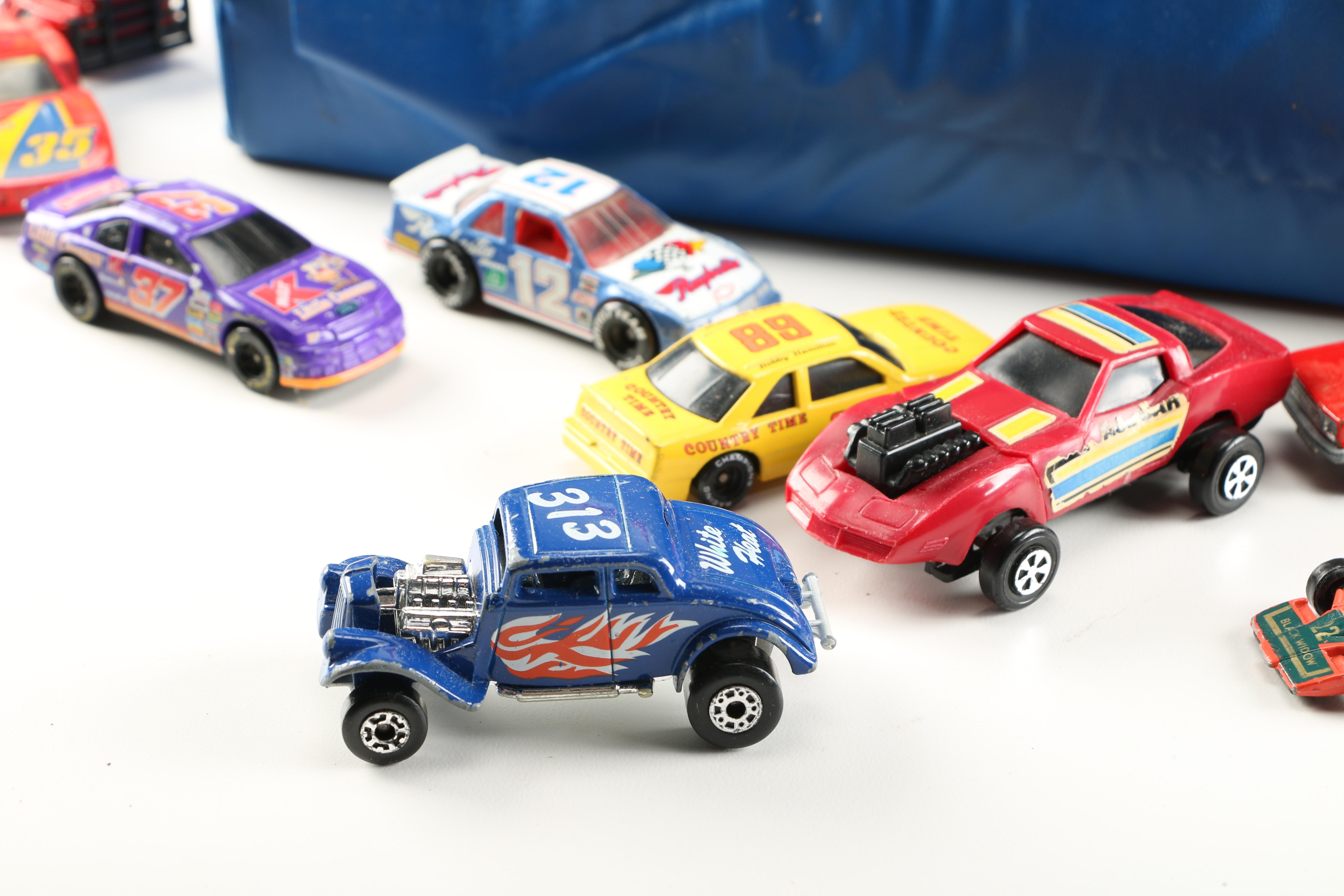 Vintage Toy Car Assortment Featuring Matchbox and Hot Wheels