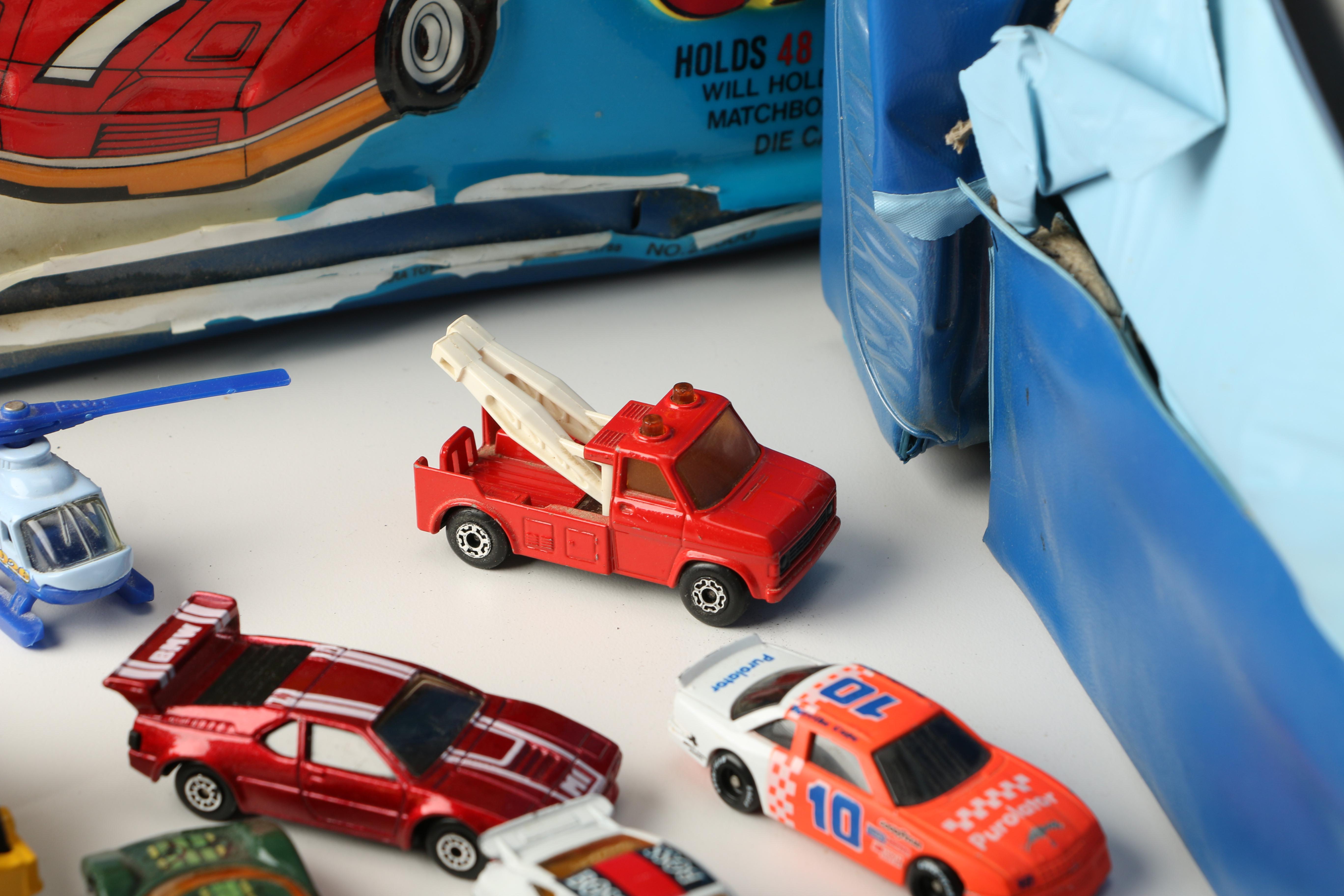 Vintage Toy Car Assortment Featuring Matchbox and Hot Wheels