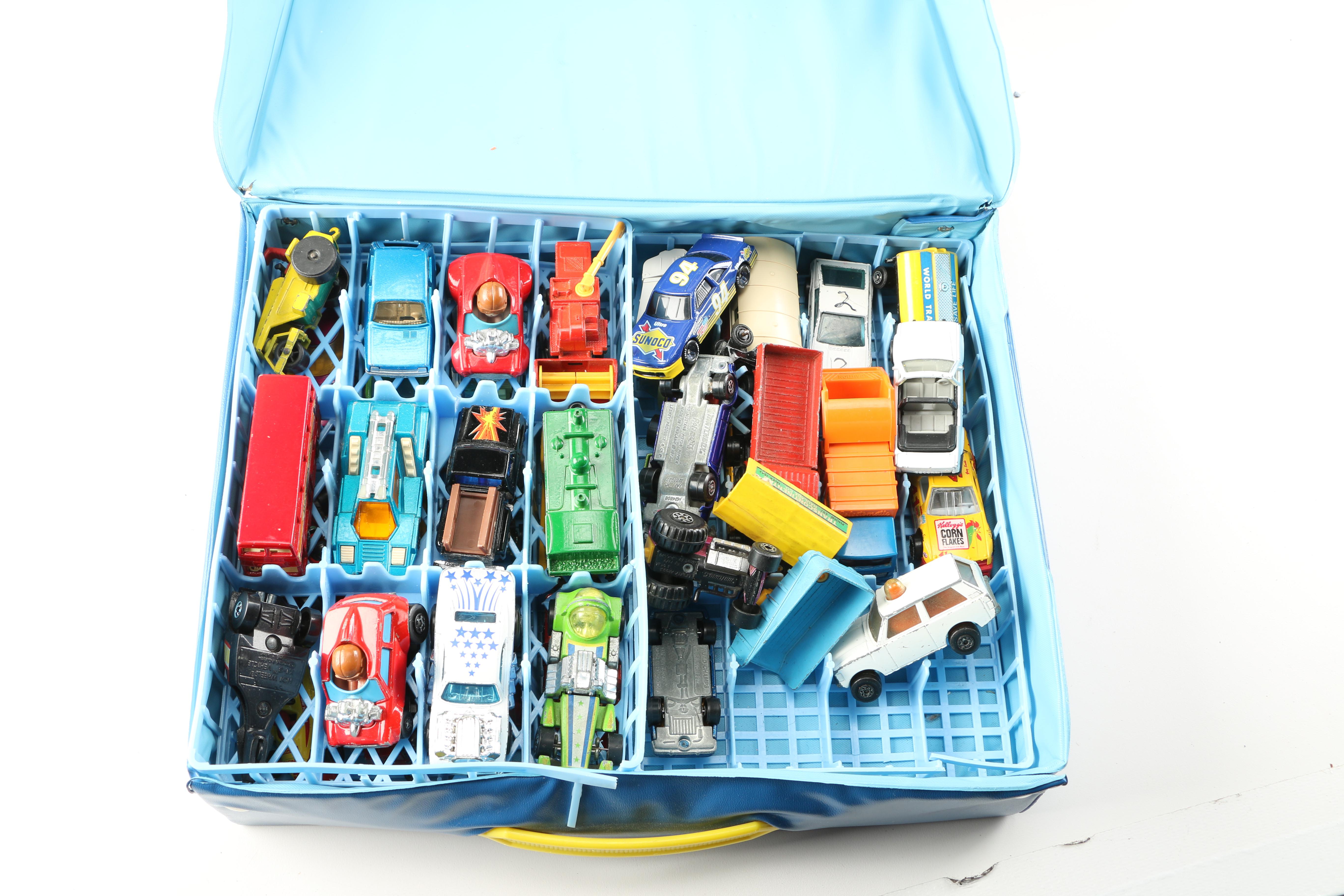 Vintage Toy Car Assortment Featuring Matchbox and Hot Wheels