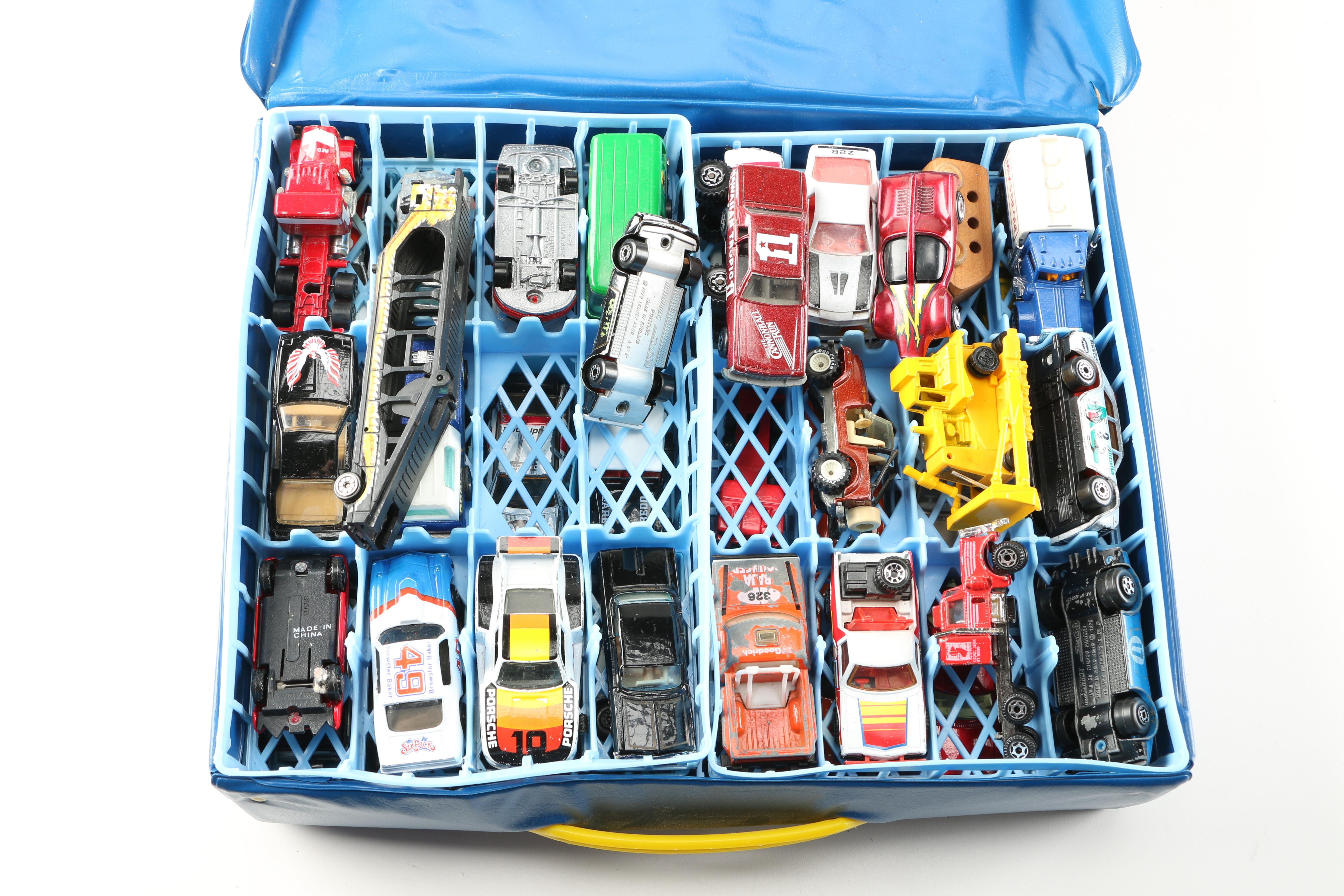 Vintage Toy Car Assortment Featuring Matchbox and Hot Wheels