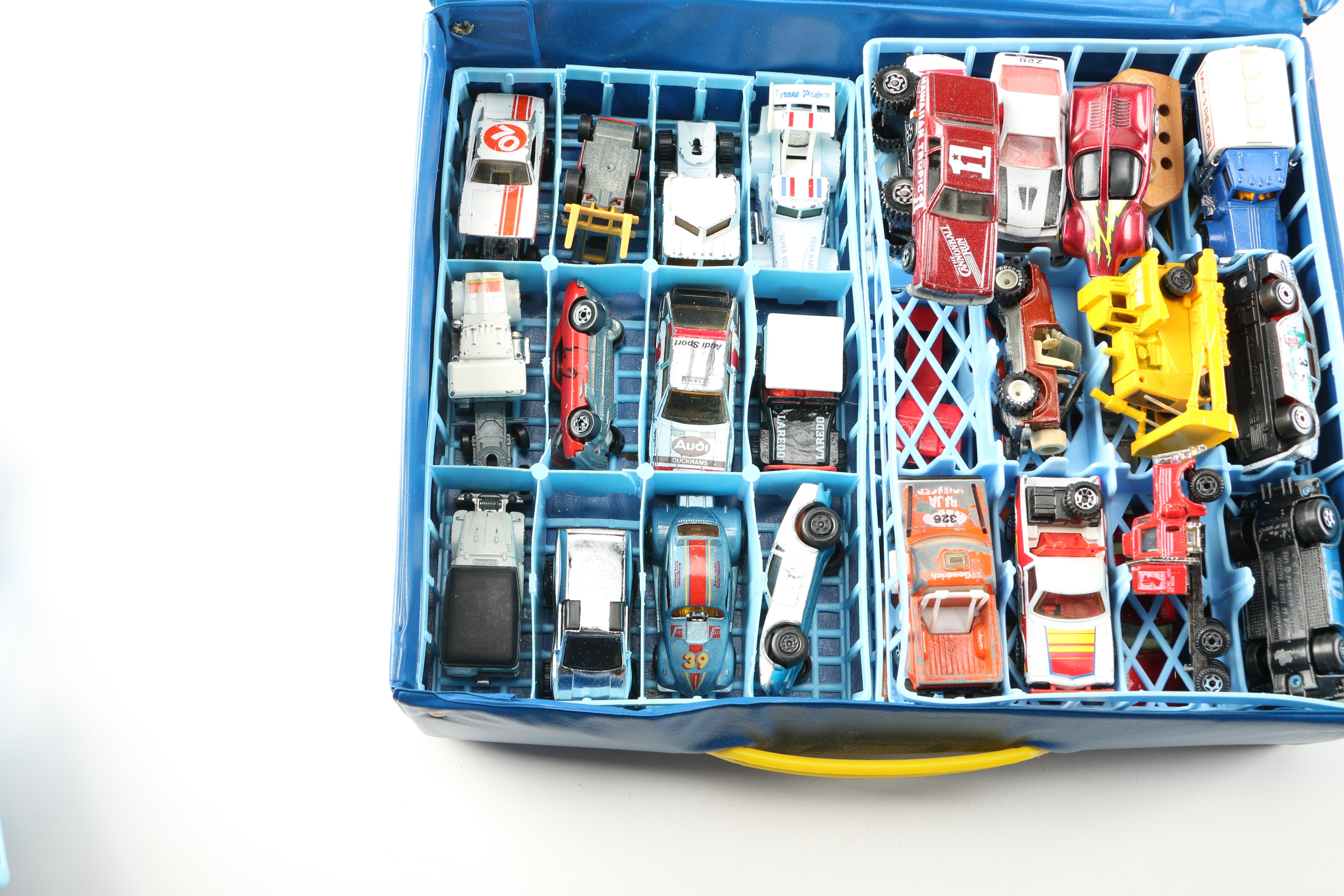 Vintage Toy Car Assortment Featuring Matchbox and Hot Wheels