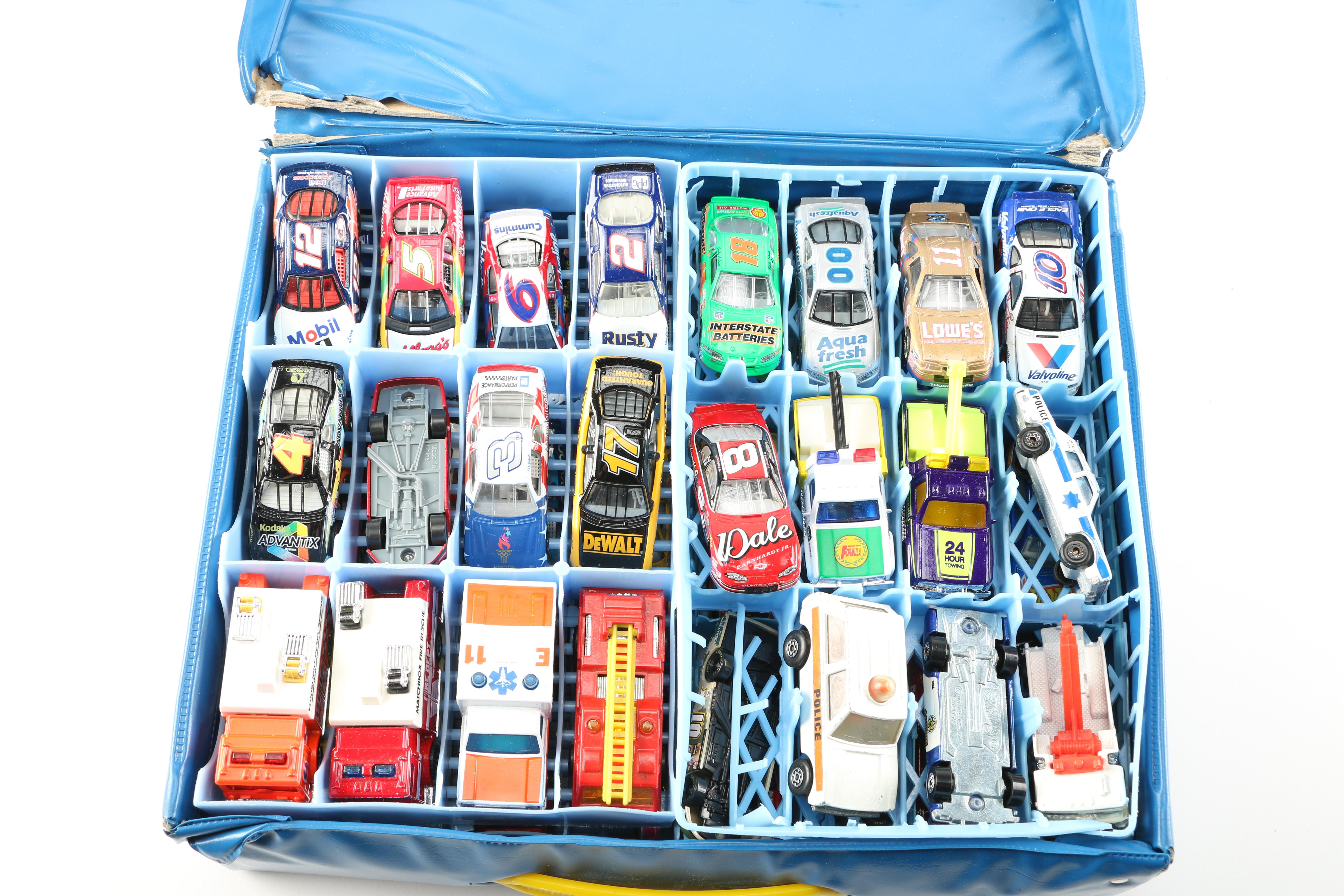 Vintage Toy Car Assortment Featuring Matchbox and Hot Wheels