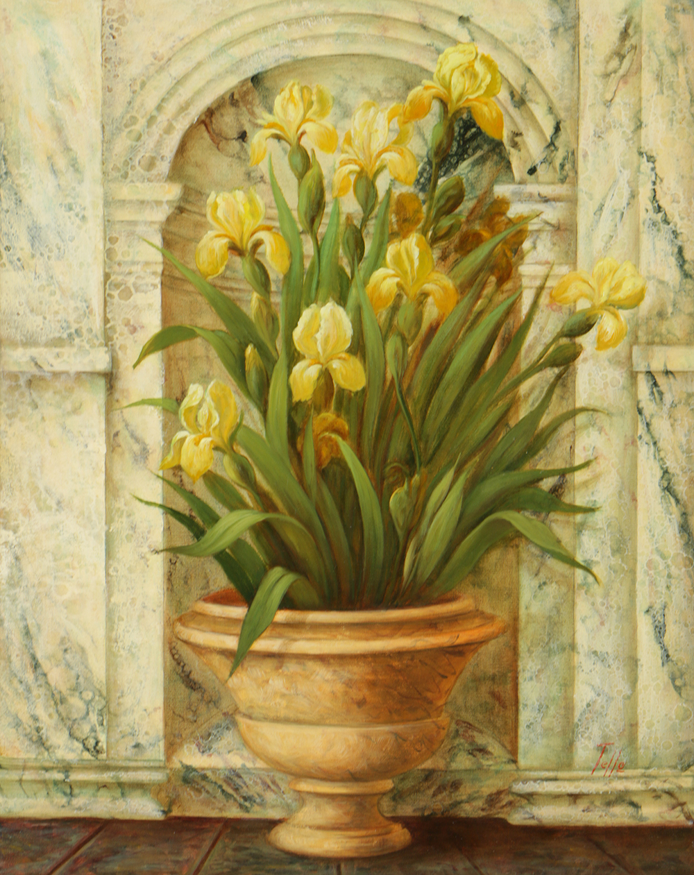 Rosa Tello Oil Painting on Canvas of Floral Still Life