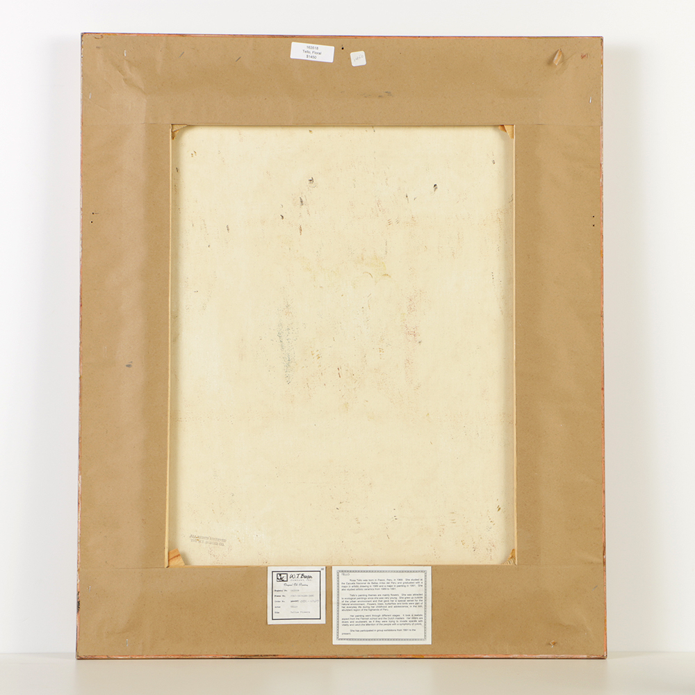 Rosa Tello Oil Painting on Canvas of Floral Still Life