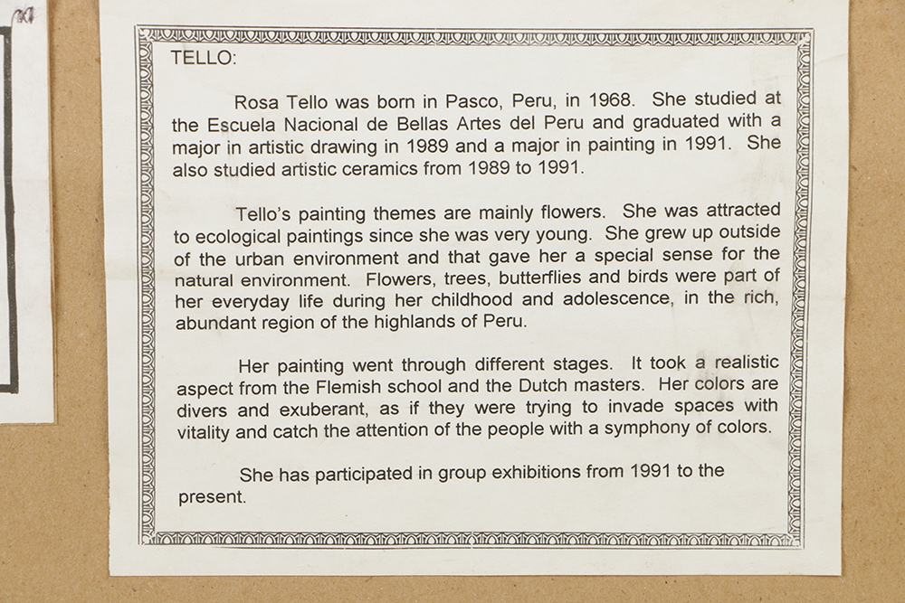 Rosa Tello Oil Painting on Canvas of Floral Still Life