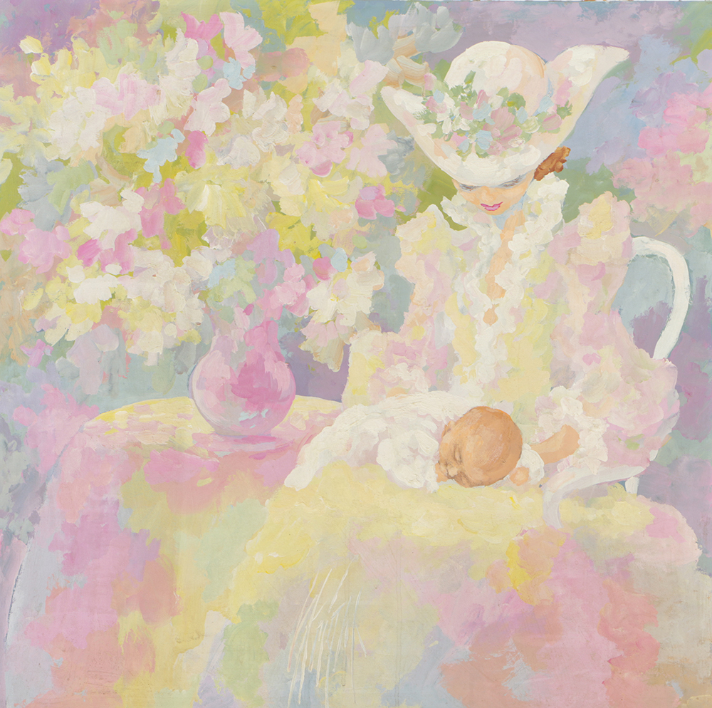 Virginia Knight Oil Painting on Canvas "Mother & Child"