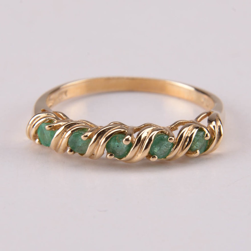 14K Yellow Gold Emerald Ring