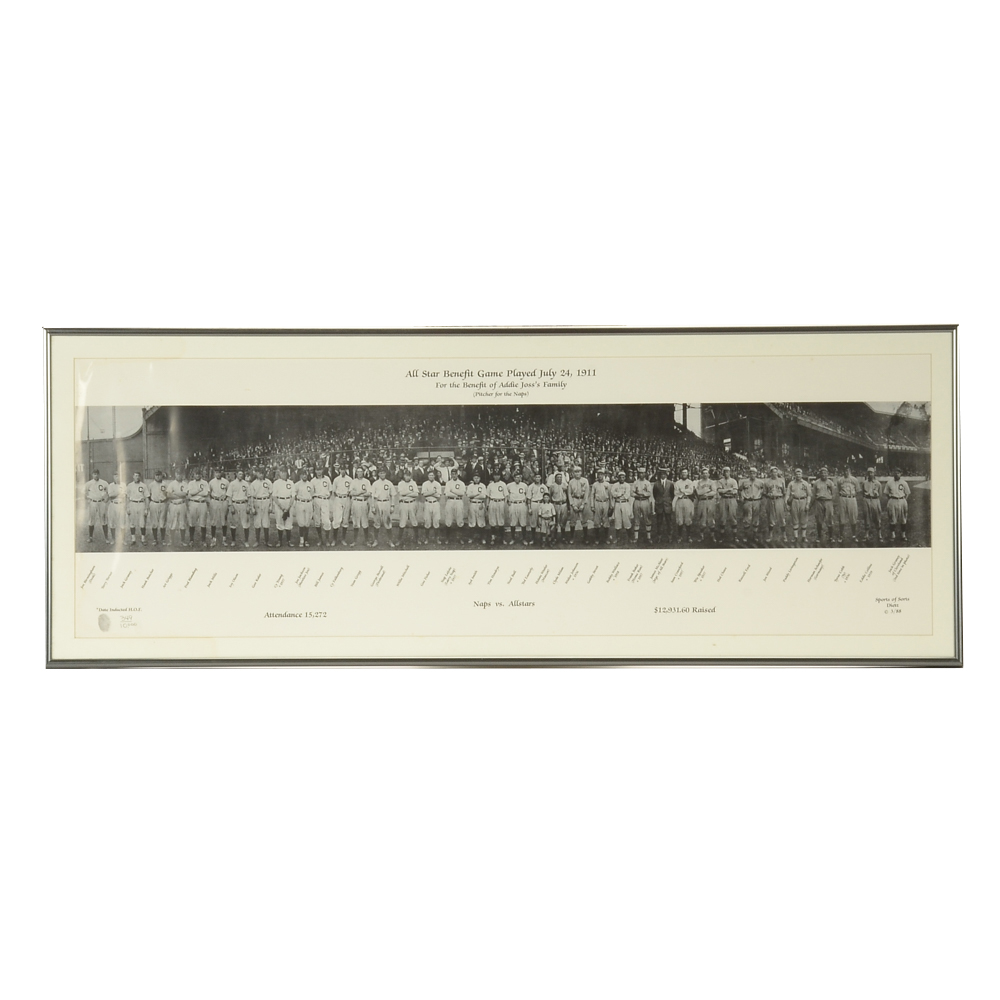 Limited Edition Framed Reprint of 1911 All Star Benefit Game
