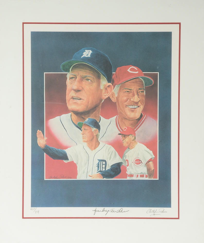 Sparky Anderson Signed Chris Paluso Framed Baseball Print
