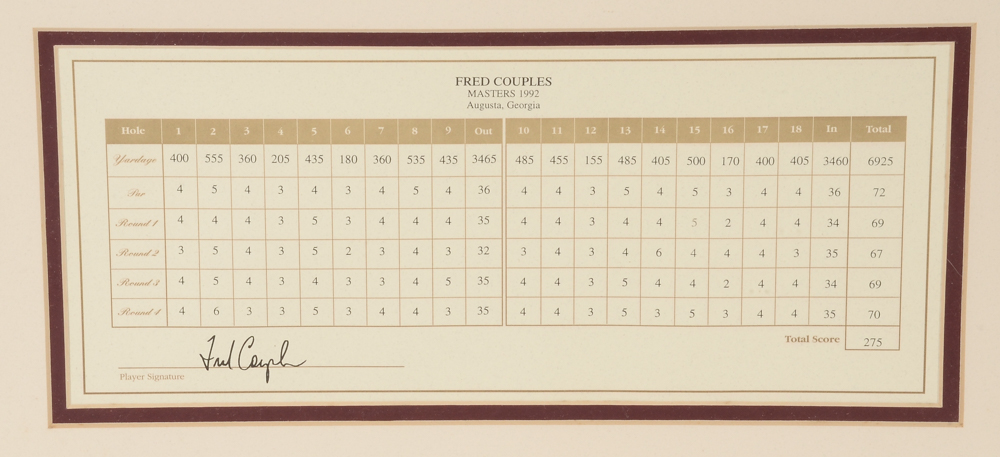 Fred Couples Signed Display  COA