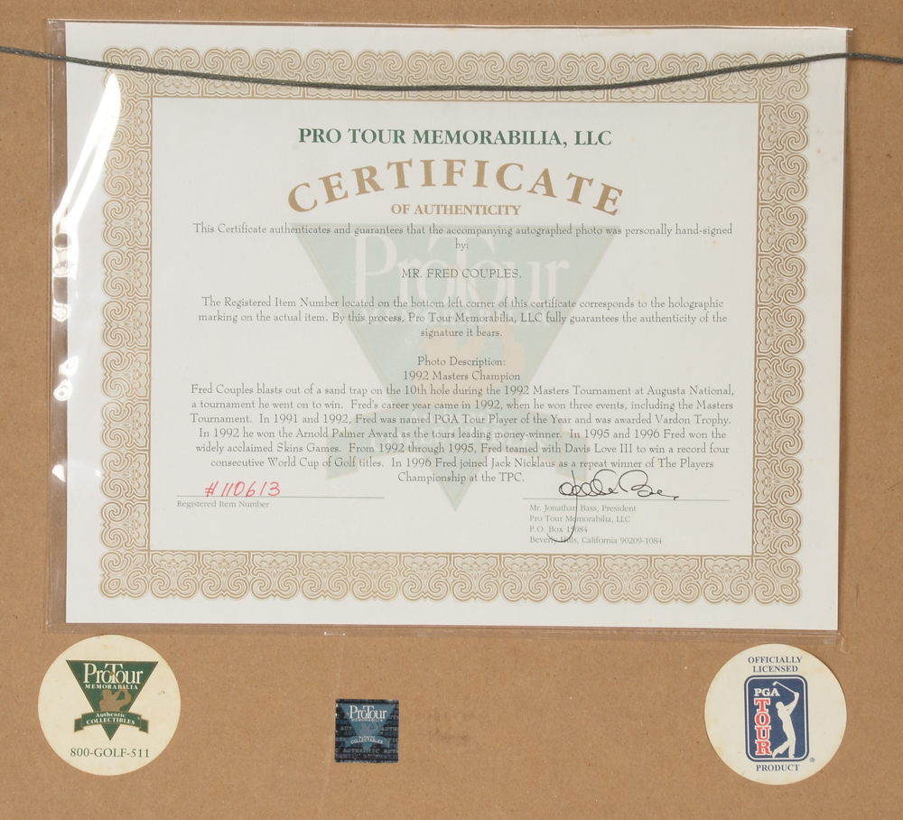 Fred Couples Signed Display  COA