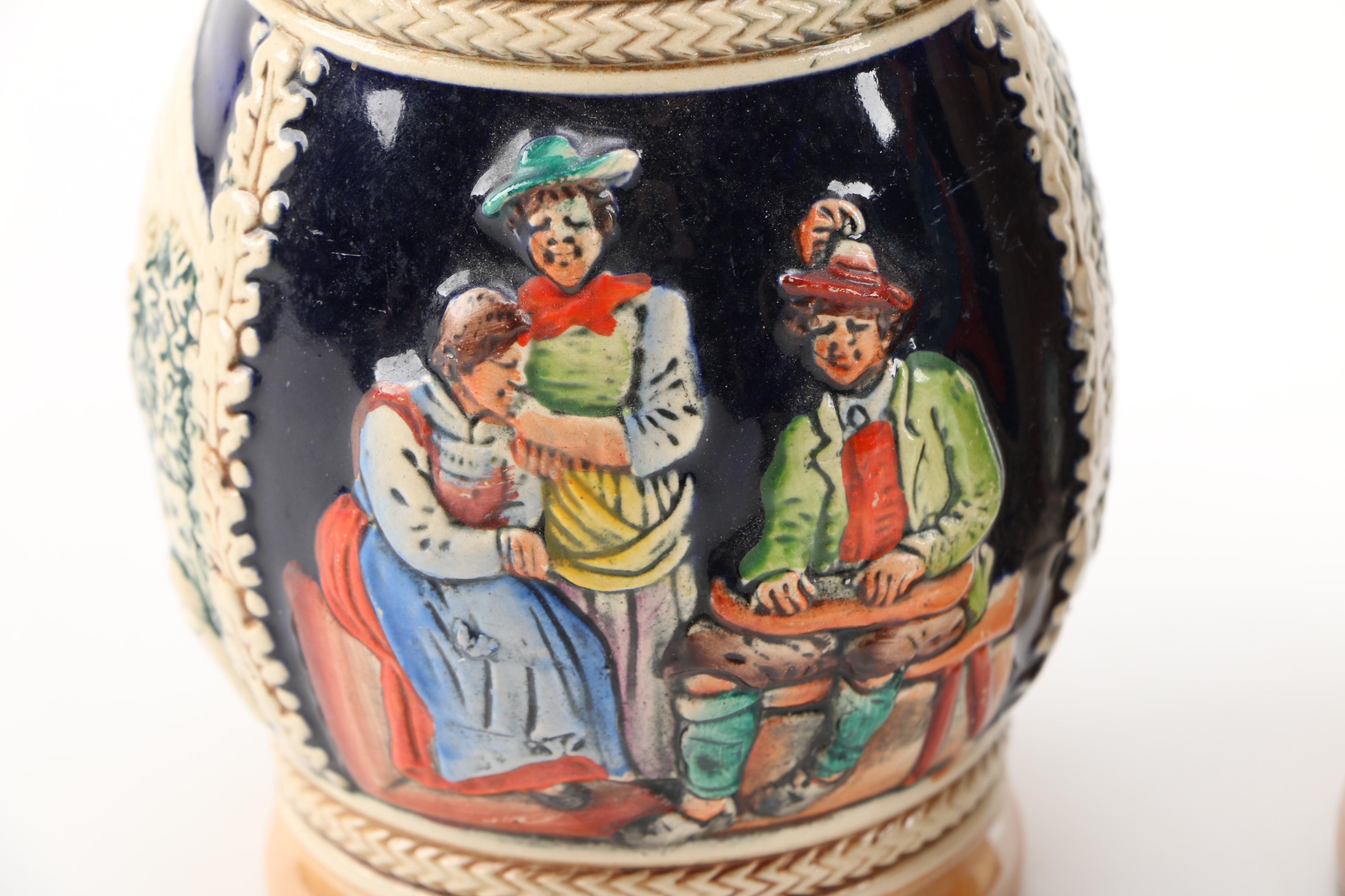 Pair of German Ceramic Beer Steins