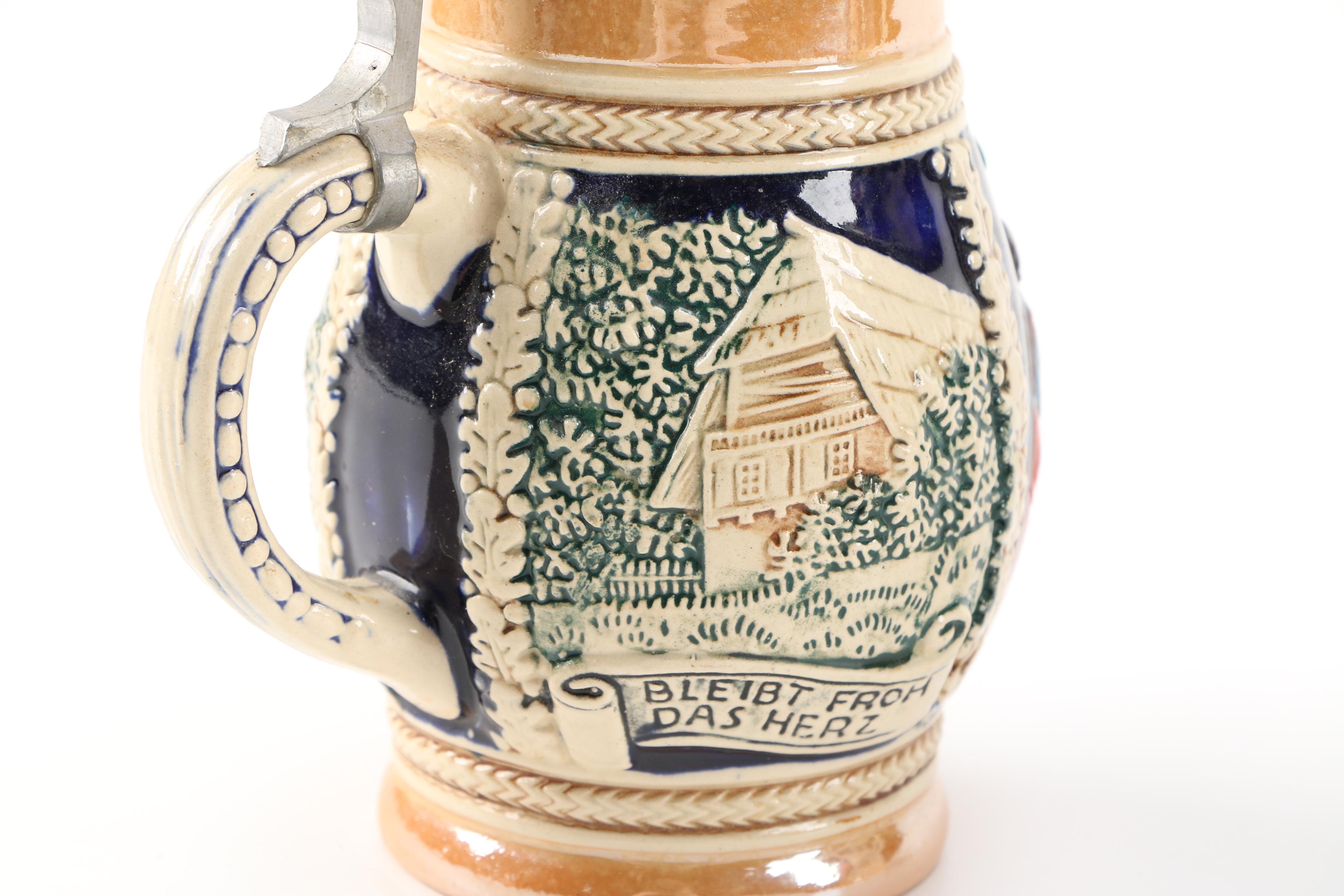 Pair of German Ceramic Beer Steins