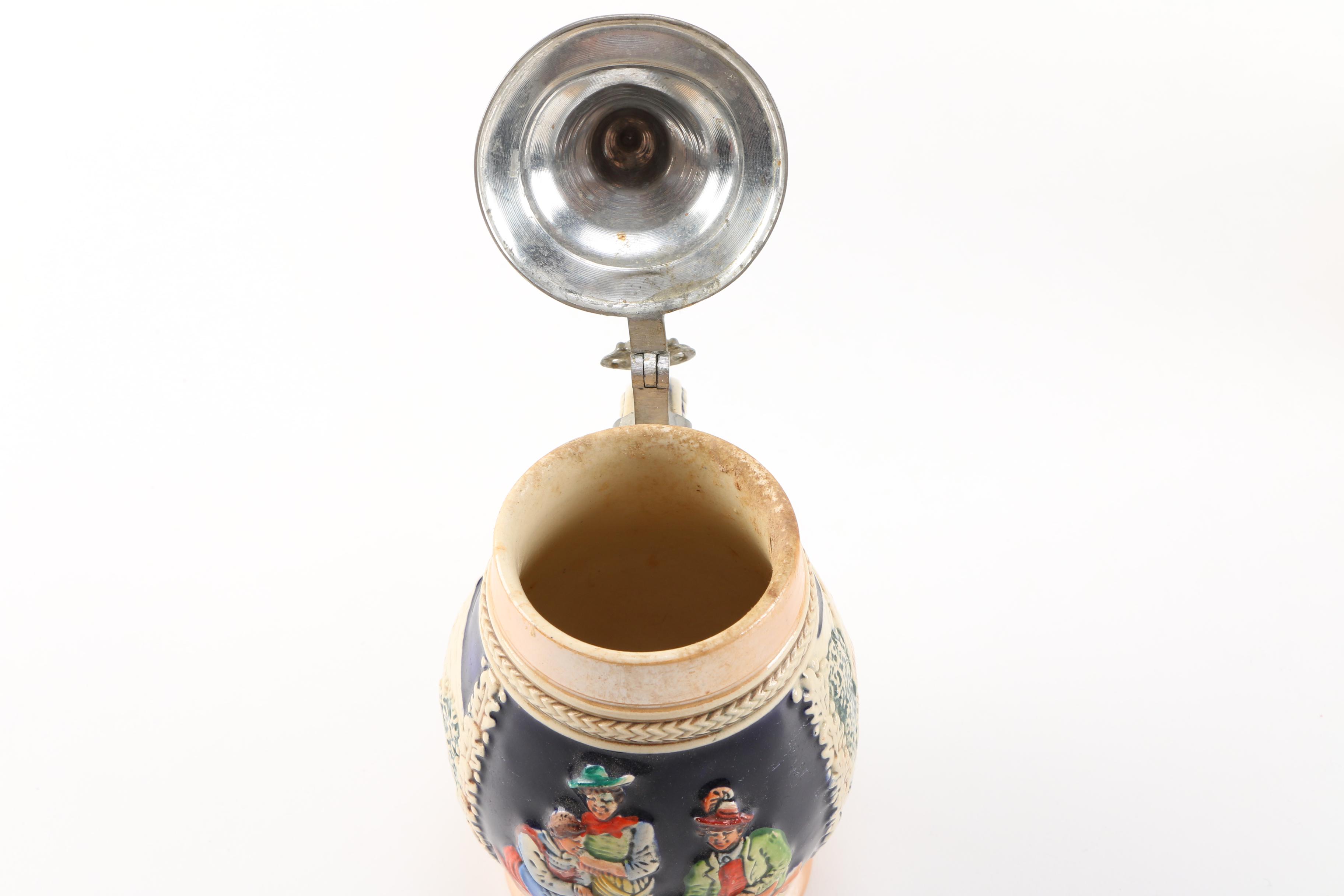 Pair of German Ceramic Beer Steins