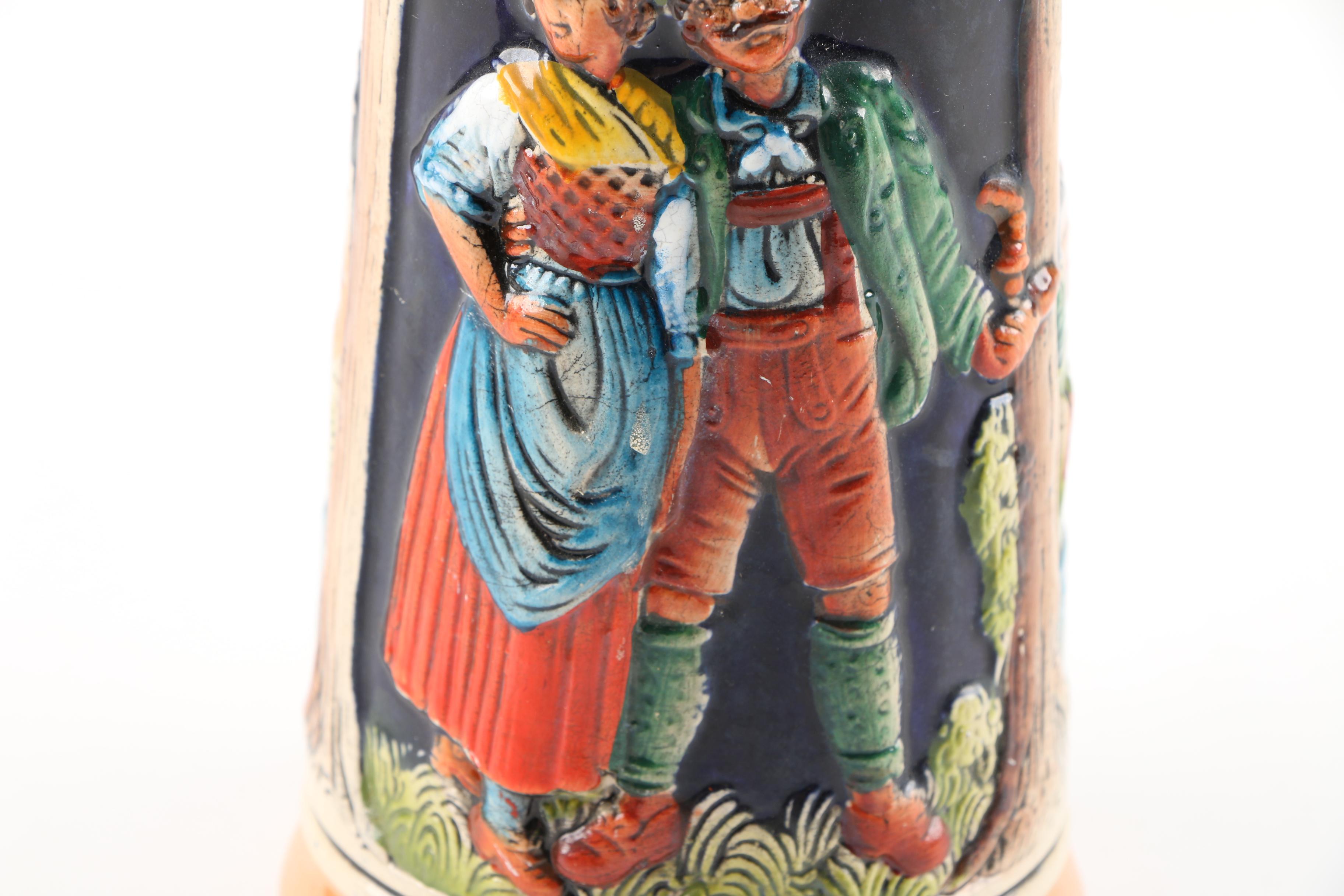 Pair of German Ceramic Beer Steins