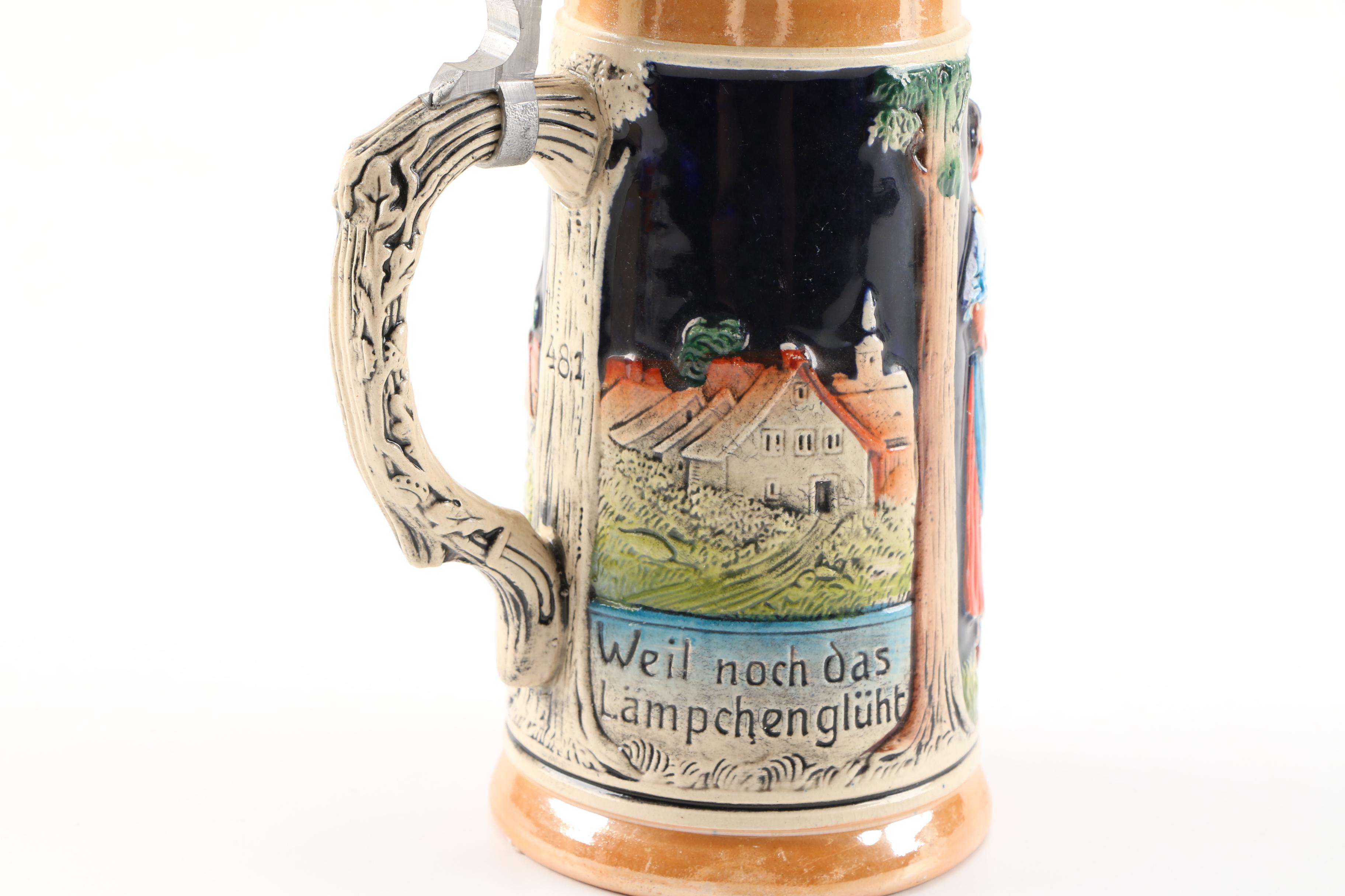 Pair of German Ceramic Beer Steins