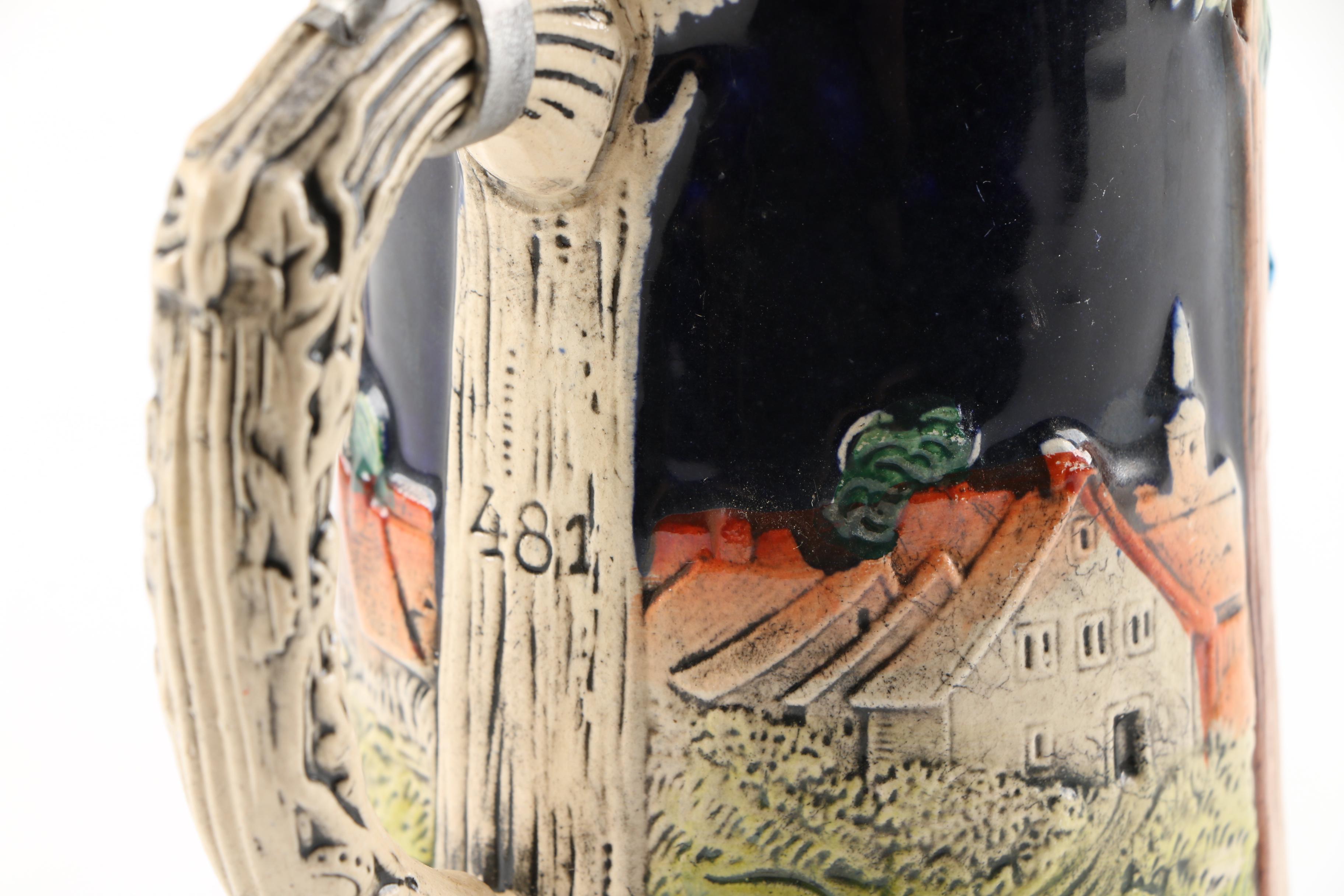 Pair of German Ceramic Beer Steins