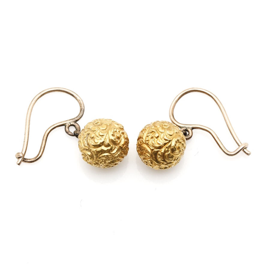 10K and 21K Yellow Gold Sphere Earrings