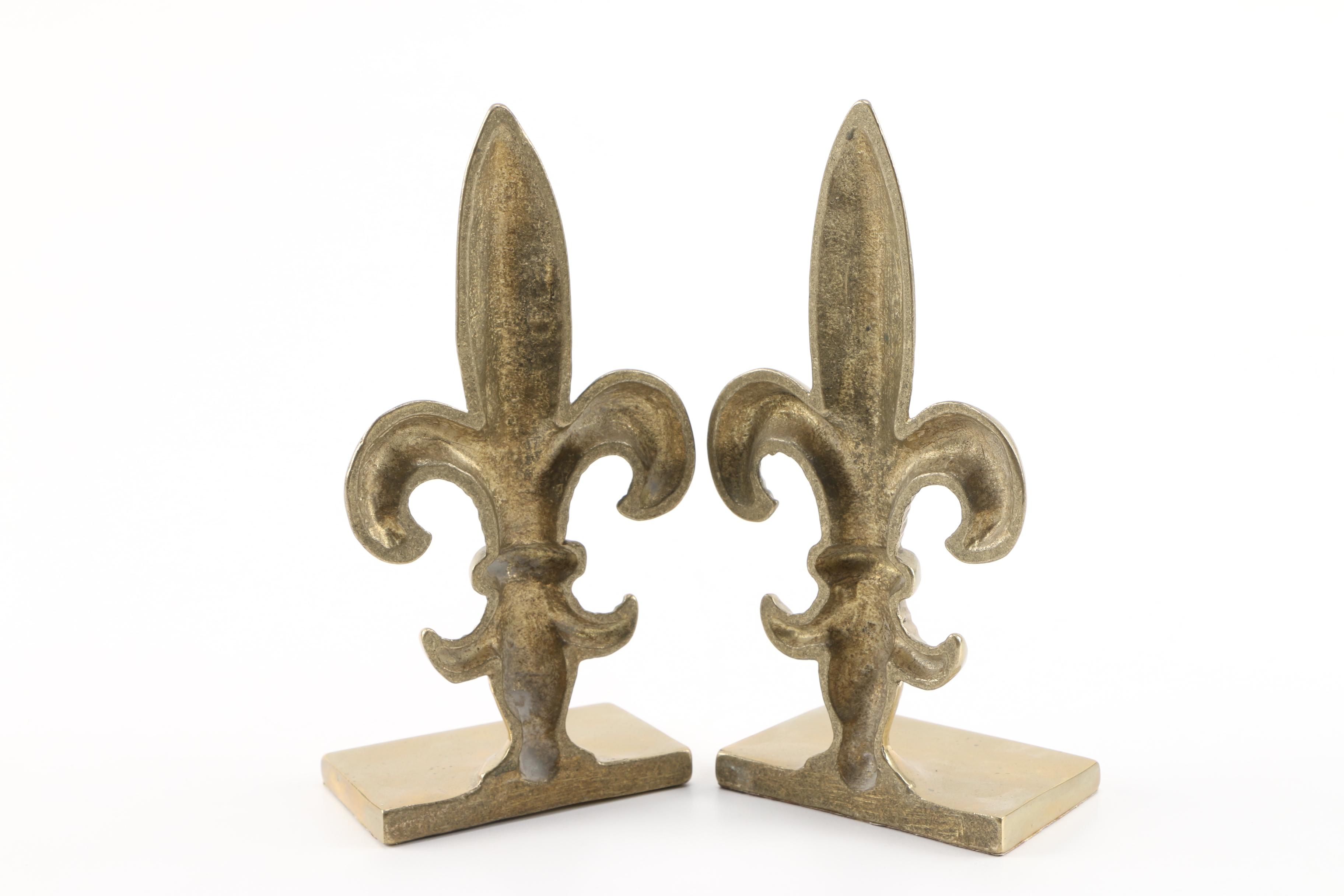 Brass Fluer De Lis Bookends