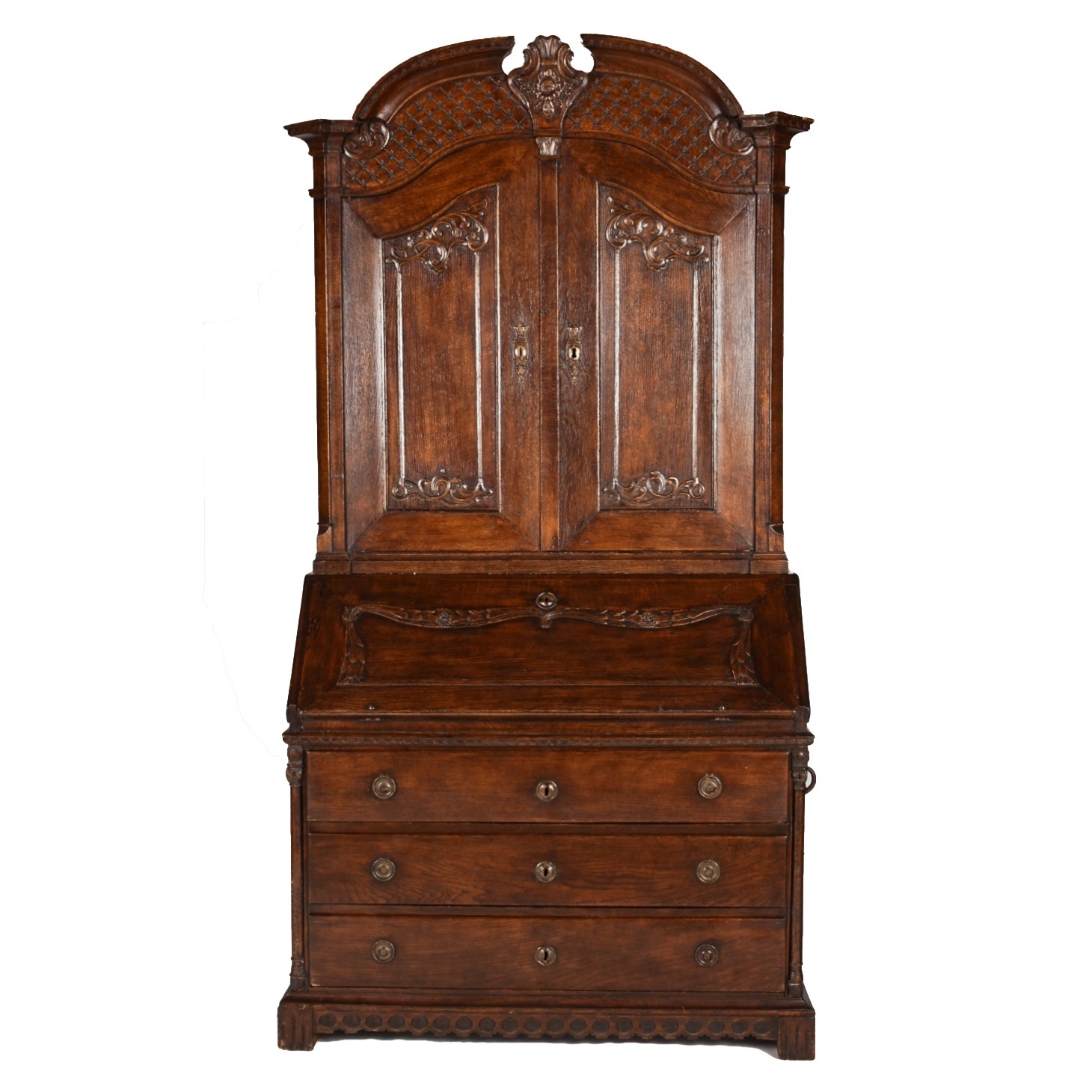 Splendid Circa 1820 French Oak Slant Front Secretary