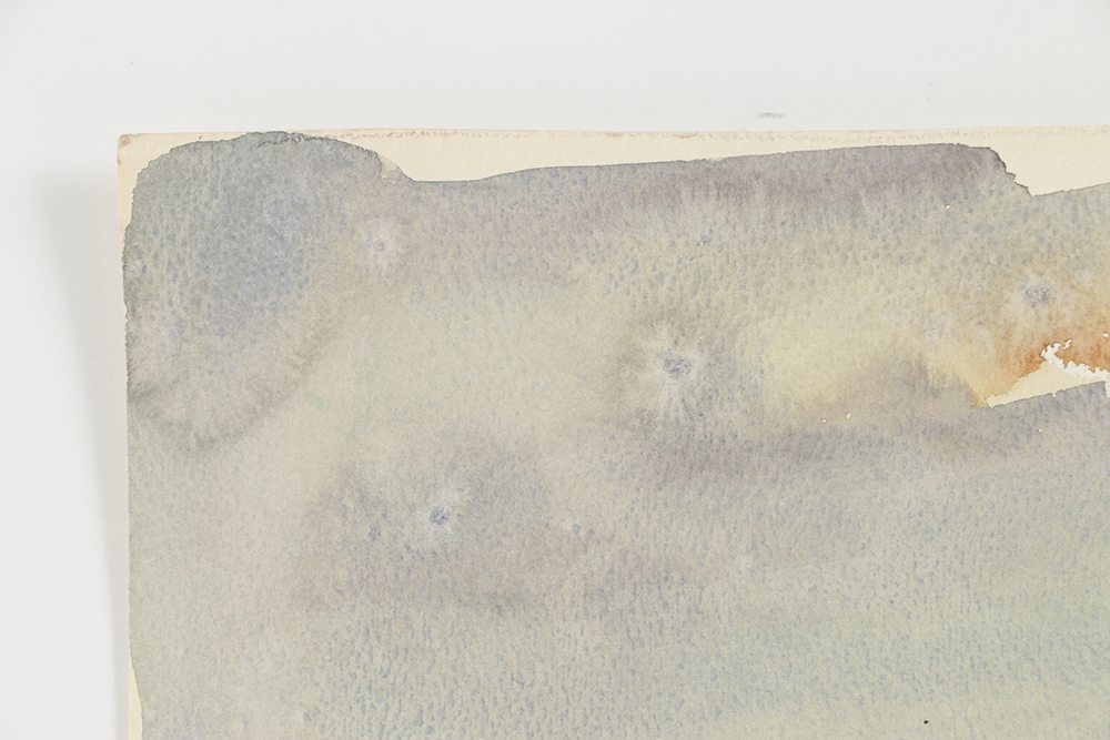 B. Lavau Watercolor Painting on Paper Rocky Waterscape