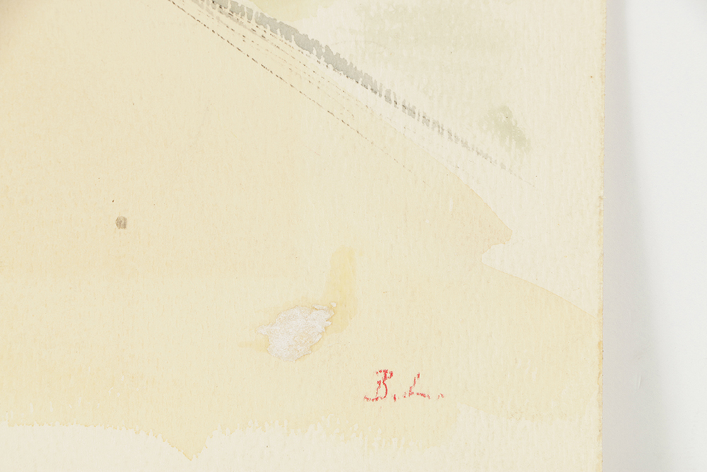 B. Lavau Ink and Watercolor Painting on Paper Landscape